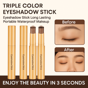 Tri-Color Matte & Shimmer Eyeshadow Stick / Contouring Eye Makeup Palette / Long-lasting Blendable / For Women Beauty Enthusiasts