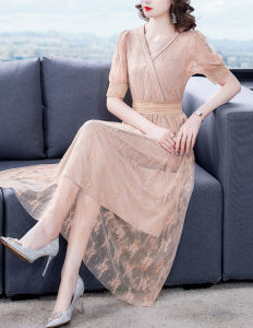 cod dress brokat wanita korea D7957