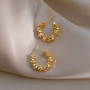 C Shape S925 Silver Earrings Ear Studs for Sweet Cool Girls Womens Jewelry Accesory