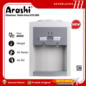 ARASHI Dispenser Air Galon Atas ATD 08N Panas Dan Normal Warna Dark Gray - GARANSI RESMI