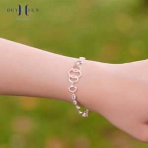 Lắc Tay Bạc Nữ Đính Đá Hình 3 Vòng Tròn Lồng Vào Nhau Sang Trọng Nổi Bật