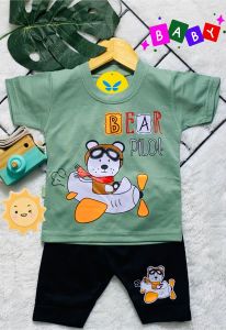 Setelan baju bayi laki laki motif karakter Bear Pilotusia 3 bulan s/d 15 bulan Max BB 10kg