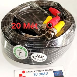 Cáp Camera dài 20m (Cáp camera đầu BNC và đầu nguồn đúc sẳn)