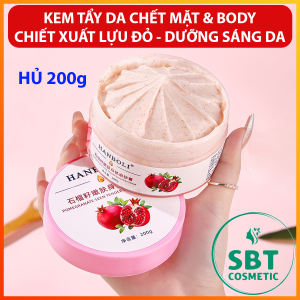 Kem Tẩy Tế Bào Da Chết Chiết Xuất Lựu Đỏ HANBOLI Hủ 200g – Tẩy sạch Da Chết Dưỡng Sáng Da Dùng Cho Da Mặt Và Body