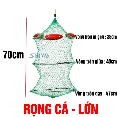 Rọng Đựng Cá Câu Đài Có 3 Phao Nổi - Giỏ Đựng Cá Có Vòng Cáp Dẻo Dễ Gấp Gọn Tiện Lợi - Giỏ Lưới Đựng Cá Đa Năng SHIWA