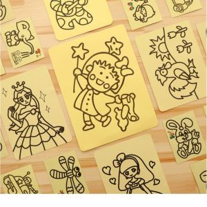 Tranh Cát Cho Bé 10 Tấm Size Lớn 16 x 21 Có Cát Sẵn Nhiều Mẫu Đẹp Tha Hồ Sáng Tạo