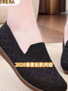 2026 Spring/Summer New Mesh WomenS Shoes Comfortable And Breathable Mom Shoes Soft Sole Non-Slip Loafers Flat Work Shoes