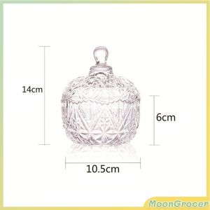 M.G.【Ready in Stock】 Crystal Glass Candy Jar With Lid Jewelry Storage Jar Multi-Functional Transparent Storage Jar 1Pc