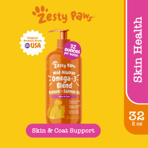 Zesty Paws Pure Wild Alaskan Salmon Oil Omega-3 EPA & DHA Cats Dogs (32oz / 946ml) (EXP:03 2027)