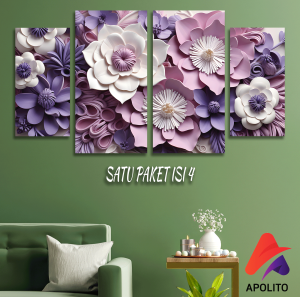 HIASAN DINDING SET ABSTRAK PINK FLOWERS ISI 4 KAMAR DEKORASI RUMAH WALL DECOR PAJANGAN DINDING SATU SET BUNGA