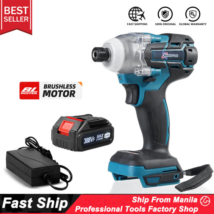Cordless Impact Driver 1/4" Brushless Impact Wrench Rechargable Drill