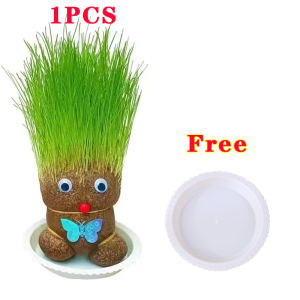 Grass Head Plant Growing Grass Head Doll Office Table Plant Decor Room Growing Grass Head Doll Plant
