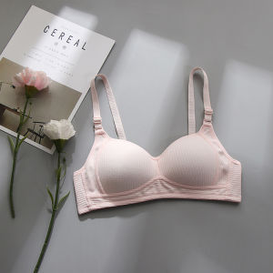 OK Bra แฟชั่นผ้าฝ้ายผู้หญิงเรียบง่ายบราดันทรงไม่มีแหวนเหล็กสไตล์เกิร์ลลี่ชุดชั้นในใส่สบาย