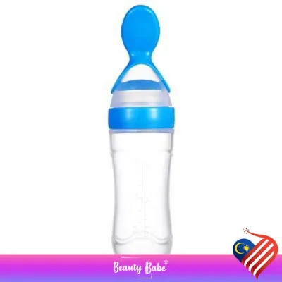 Baby Silicone Squeeze Spoon Feeder Feeding Bottle Food Sudu Bubur Bayi