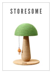 Premium Tall Green Mushroom Scratcher With Dangling Toys (2 Colours)