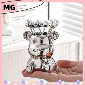 【Magical House】 [ New Hot Fashion] 6PCS thép không gỉ tráng miệng dĩa với lưu trữ Jar Dễ thương Gấu đồ dùng cho bữa tiệc nếm món tráng miệng trái cây dưa salad trái cây