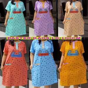 daster kaos wanita viral dewasa BB max70kg kancing 3 ada kantong dan banyak motif pilihan karakter