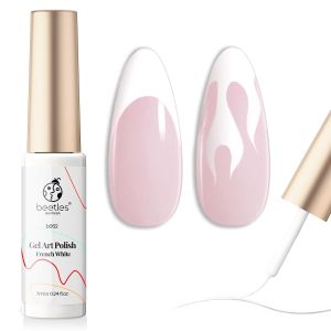 Sơn gel bọ cánh cứng họa tiết xoáy sơn gel kẻ viền trắng sơn móng tay 1 lọ 7ml Sơn móng tay màu trắng cổ điển dùng cho đường viền Pháp mỏng loại ngâm tháo dùng đèn UV cho salon làm móng