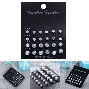 Hmeme 12 Cái Bộ thời trang pha lê sáng bóng đám cưới Stud Bông tai tuyên bố đồ trang sức quà tặng