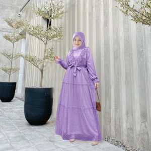 Pakaian Muslim Anak Perempuan Dan Remaja Wanita Terbaru Model Kekinian Maxi Melinda Kids Anak Tanggung Matt Moscrepe Mix Tille Dot Good Quality Premium