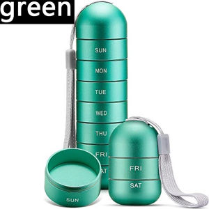 Metal Portable Medicine Boxes 7 Days a Week Aluminum Alloy Waterproof Case Pill Capsule Holder With Keychain Storage and Use Box