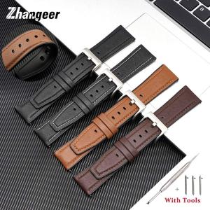 zhangeer 22mm Watch Strap TPU+Genuine Watch Band Quick Release Brown Leather Watch Belt Strap Watchbands High Quality Loop Band Waterproof Watch Watches Accessories with tool