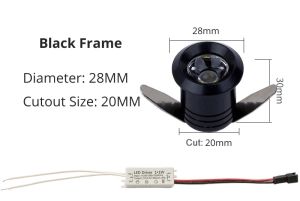 1W LEDCeiling Small Spotlight Opening 20mm Recessed Hole Display Wine Background Cabinet Light 110V 220V