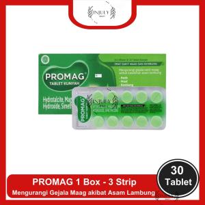 PROMAG Tablet Kunyah 1 Box isi 3 Strip - Mengurangi Gejala Maag dan Asam Lambung