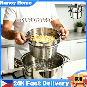 Stainless Steel Multipurpose Pasta Stock Pot With Perforated Strainer Basket Noodle Cooker Steamer Deep Fryer Soup Pan Compatible With Induction Cooker For Home Kitchen