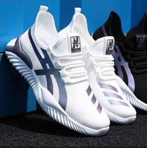 รองเท้าผ้าใบผู้ชาย ผ้าใบชาย ผ้าใบขาว-ดำ รองเท้าแฟชั่นผู้ชาย รองเท้าสตรีท  PT033