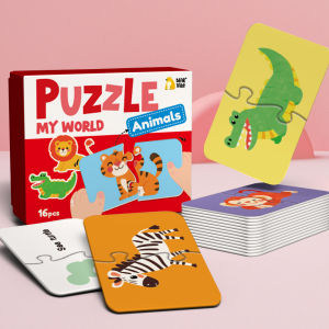 BEAR TALE Literacy Puzzles Fun Puzzles Animals Fruits Educational Puzzles for Kids 16Pcs