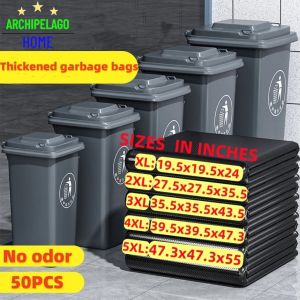 Archipelago Home Extra-Durable Black Bin Liners 50pcs - Tear-Resistant Odor-Free Garbage Bags for Large Household Waste