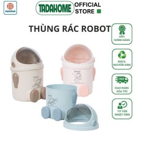 Thùng Rác Mini 3L Thùng Rác Decor Để Bàn Việt Nhật 5268 Thùng Rác Robot Nắp Trong Suốt - TADAHOME