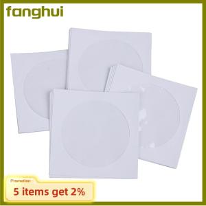 fanghui Envelopes Storage Clear Window Case Flap White Folded Paper Bag 10 50PCS 12.5CM CD DVD Disc Paper Sleeves