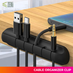 ZENi Cable Organizer Clip | 5 Slots Silicone Cable Management Clip for Tidy Table