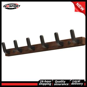 【HOSPORT】 Natural Walnut Wooden Wall Hooks No-Drill Coat Rack for Towels Hats Bags and Accessories