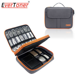 EverToner Multi-Function Cable Storage High Capacity Double Layer Travel Digital Storage Bag Gadget Organizer Pouch