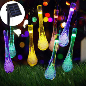 ไฟตกแต่ง โคมไฟหยดน้ำ โซล่าเซลล์ 8โหมด 20LED 5M/50LED 7M/100LED 12M หลอดไฟ LED ไฟตกแต่งกลางแจ้ง ไฟกระพริบ ไฟแต่งสวน