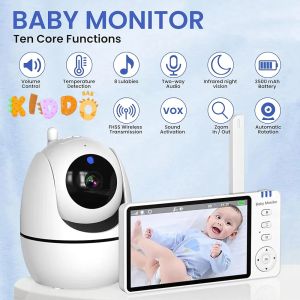 360° Pan/Tilt 5.5 Inch Wireless Baby Monitor Smart HD LCD Screen Camera and Audio Digital Video Camera Wireless Security Camera Two Way Audio Home Monitor