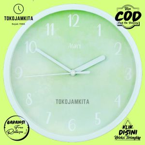 Jam Dinding Analog Hiasan Rumah Bunga Flower Bagus Alari AL6111 Besar BestSeller Blue