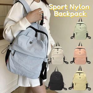 MIRACLE HOME STORE Small Pack Sport Nylon Backpack Handbag Korean Style Solid Color Shoulder Bag Creative Solid Color Retro Backpack Lady