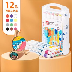 (SG Seller) Deli Acrylic Markers Waterproof After Drying Large Capacity Safe Markers for Beginners DIY Portable Study Stationery-PL48