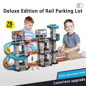 Childrens Large Ejection Track Parking Toy Car Set Puzzle DIY Assembled Toy City Car Model Slide Ejection Assembly Toy