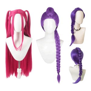 STARGOODS Heat Resistant Movie Cosplay Wig Synthetic Wigs Ponytail Purple Red Long Hair Movie Inspired Natural Mira Rumi Demon Hunters Wig Halloween