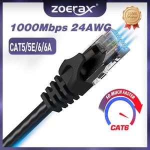 ZOERAX Cat6 LAN Cable Ethernet 24AWG Gigabit High Speed 1000Mbps Internet RJ45 UTP Network Cord for PC PS5 PS4 PS3 Xbox Gaming