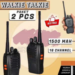 Walkie Talkie HT Paket 2 Unit Portable Two Way Radio Waterproof