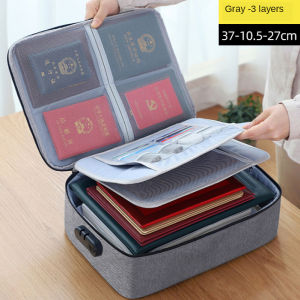 Organizer Bag Fireproof Document Bag with Lock Portable Filing Storage Box Holder for Document File Passport Certificate