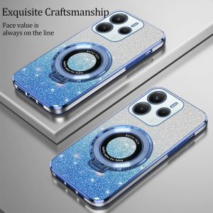 Soft Case Redmi Note 14 / 14 Pro 4G 5G Glitter Ring Magsafe Holder Premium