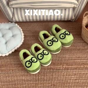 Xixitiao Dép cotton ấm áp trong nhà Dép Sợi bông sang trọng bơ dễ thương đôi phim hoạt hình nam nữ thoải mái ở nhà giày lông kín mùa đông