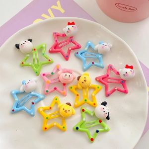 Kawaii Sanrio Children Hair Clip Cartoon Hello Kitty Kuromi Melody Doll Baby Headwear Hair Clip Girl Children Hair Clip Gift